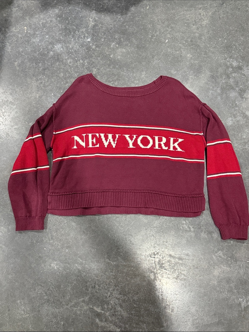 Aerie NEW YORK Maroon & Red Knit Sweater